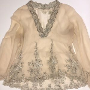 J.jill embroidered silk blouse. Medium petite